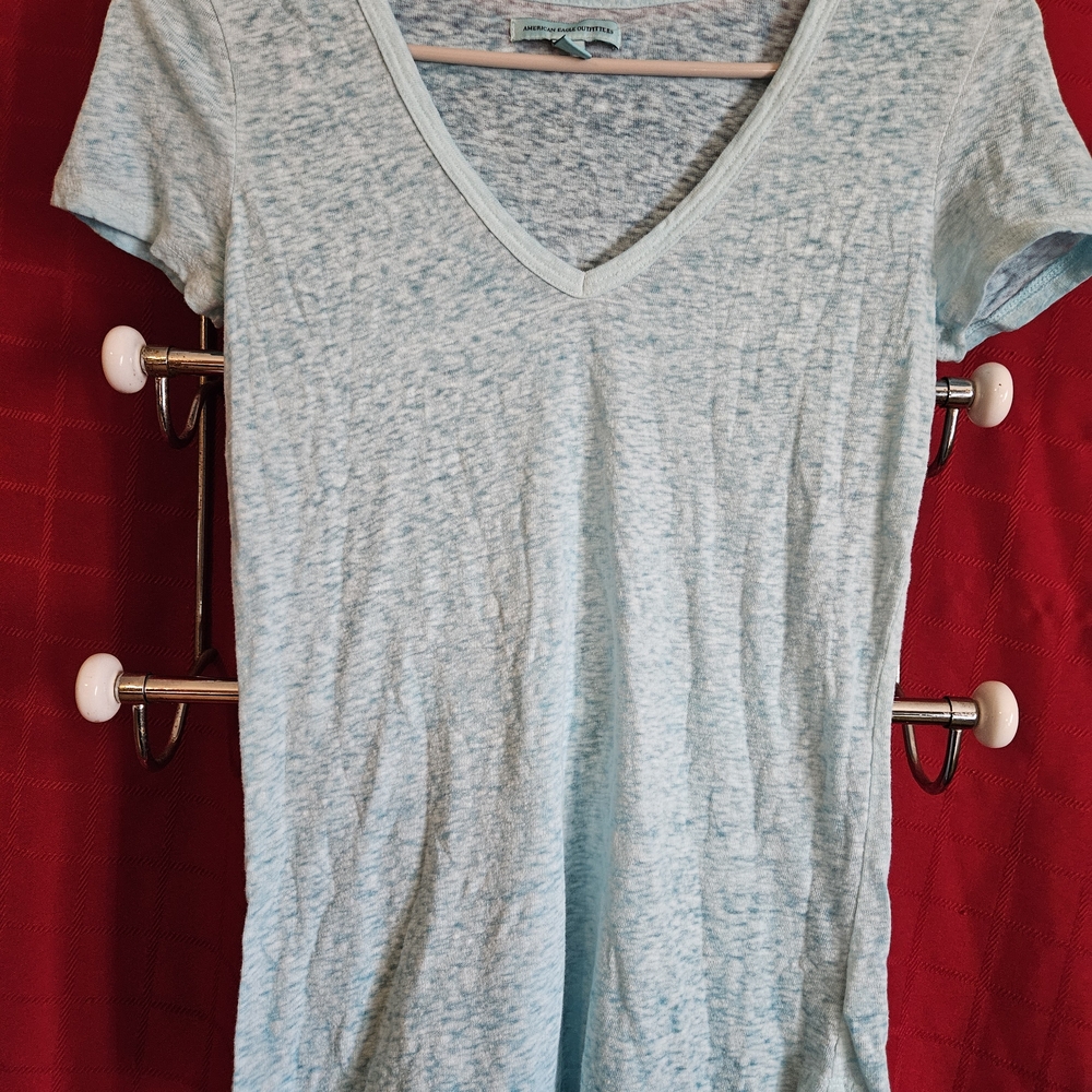 American Eagle Outfitters Sky Blue V-Neck Tee